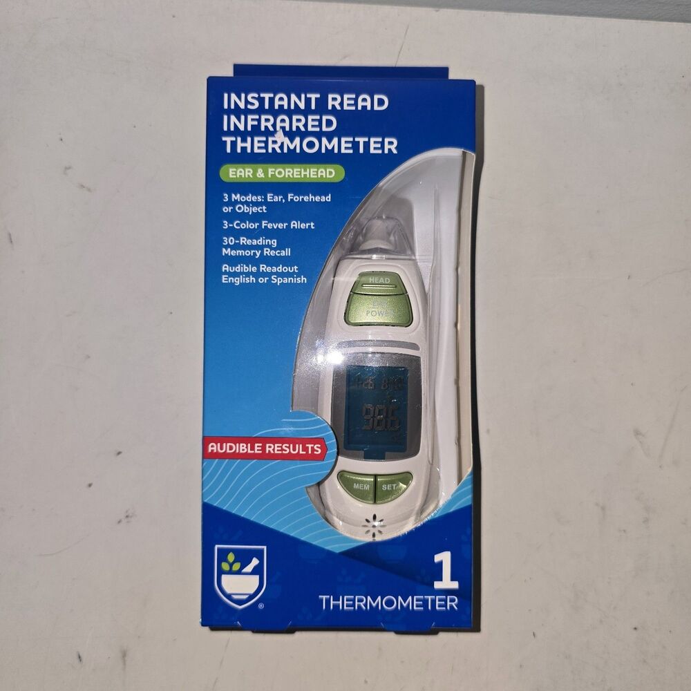 Rite Aid Instant Read Talking Ear & Forehead Infrared Thermometer NEW